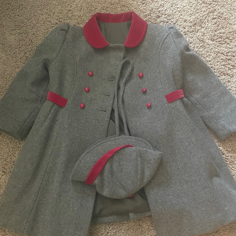 Girls FW Fisher wool dress coat and hat